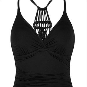 Hilor Women Shirred Halter One Piece Swimsuit